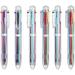 EEOYU 15 Pack Multicolor Pens 0.5mm 6-in-1 Retractable Ballpoint Pens 6 Colors Transparent Barrel Ballpoint Pen for Office School Supplies Students Children Gift