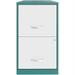 Pemberly Row Contemporary 18in. 2 Drawer Metal File Cabinet Teal/White