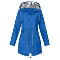 LBS Womens Rain Jacket with Hood Lightweight Long Sleeve Windbreaker Zip Up Drawstring Raincoat with Pockets