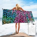 YFYANG Adult Microfiber Quick Dry Bath Towels Rainbow Color Animal Print Beach Towel Home Camping Travel Essentials 31.5 x 63