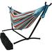 Double Brazilian Hammock With Stand And Carrying Case - 400-Pound Capacity - Black Stand - Cool Breeze
