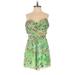 Jay Godfrey Romper Plunge Sleeveless: Green Print Rompers - Women's Size 2