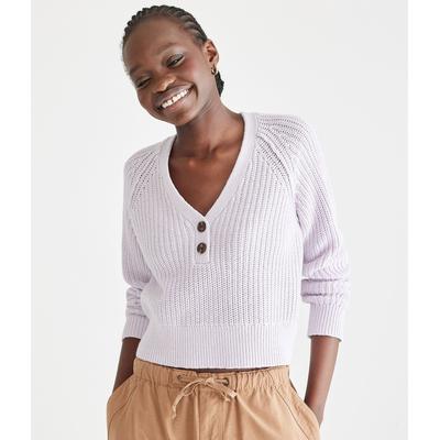 Aeropostale Womens' Ribbed Cropped V-Neck Henley S...