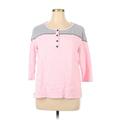 Weekend Suzanne Betro Long Sleeve Henley Shirt: Pink Tops - Women's Size 1X