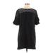 Ella Moss Casual Dress - Shift Crew Neck Short sleeves: Black Print Dresses - Women's Size Large