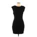 Aqua Casual Dress - Mini Crew Neck Short sleeves: Black Solid Dresses - Women's Size Medium