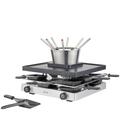 Spring RACLETTEFONDUE CLASSIC | Fondue Raclette Kombi 8 Personen | Antihaftbeschichtete Alu-Grillplatte & Fondue Topf | 8 x Pfännchen, Raclette Schaber, Gabeln | mit Abstellebene | Raclette Grill