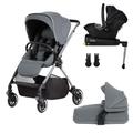 Silver Cross | Dune Pushchair & Dream Car Seat Travel System | Travel System Bundle with Compact Carrycot | Newborns - 4yrs | Glacier