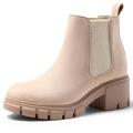 Harvest Land Womens Chelsea Boots Ladies Ankle Boots Winter Boots Stylish Classic Short for Adults High Heel Shoes Beige 4.5