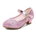 MACHSWON Girls Mary Jane Glitter Shoes Low Heel Princess Wedding Party Dress Pump Shoes for Kids Toddler(Pink, Size 12 UK Child)