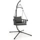 COSTWAY Hammock Swing Chair with Stand and Cushion, Metal Frame Hanging Chair with Woven Backrest, Indoor Outdoor Swing Seat for Garden Patio Yard Living Room