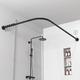 Misounda Shower Curtain Rail L Shape No Drilling Corner Bracket 70-100 x 90-120 cm - Shower Rail for Shower Curtain Bath Rail - Without Ceiling Bracket - Includes 24 Rings - Black