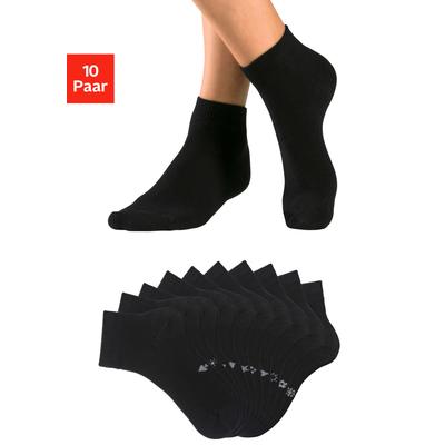 Kurzsocken H.I.S, Damen, Gr. 35-38, schwarz (10x schwarz), Baumwollmischung, unifarben, elastisch, Socken, mit eingestrickten Symbolen Image