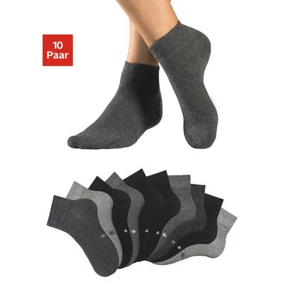 Kurzsocken H.I.S, Damen, Gr. 35-38, schwarz (4x schwarz, 2x anthrazit meliert, 2x grau meliert, 2x hellgrau meliert), Baumwollmischung, unifarben, elastisch, Socken, mit eingestrickten Symbolen Image