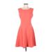 Marc New York Casual Dress - A-Line Scoop Neck Sleeveless: Orange Print Dresses - Women's Size 6