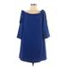 Club Monaco Casual Dress - Shift Boatneck 3/4 sleeves: Blue Solid Dresses - Women's Size 8