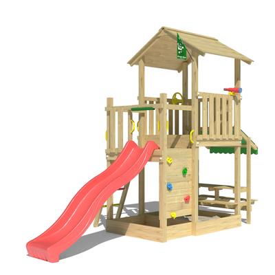 Spielturm JUNGLE GYM "Keep", rot, Spieltürme, KinderB:419cm H:307cm T:181cm, Holzwerkstoff, Spielanlage mit Mini Market und Rutsche mit Wasseranschluss, B:419cm H:307cm T:181cm