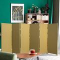 Bay Isle Home™ Ashling 86" W x 48" H - 6 Panel Short Woven Fiber Folding Screen Wood in Green/Brown | 48 H x 86 W x 1 D in | Wayfair