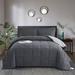Ebern Designs Wynton Microfiber Reversible 3 Piece Comforter Set Microfiber in Gray | Oversized King Comforter + 2 King Shams | Wayfair