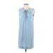 Madewell Casual Dress - Mini High Neck Sleeveless: Blue Solid Dresses - Women's Size Small