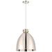 Newton Bell 16"W Polished Nickel Corded Pendant With Polished Nickel S