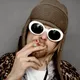 Kurt Cobain Retro Oval Sunglasses Man Vintage Fashion Brand Sun Glasses Classic White Black Lentes