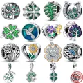 2023 New 925 Sterling Silver Green Forest Hummingbird Leaves Charm Beads Fit Original Pandora