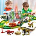 Dinosaur Toys for Kids Mist-spouting Volcano And Climbing Track Train Kit Toys for Boys/Girls Home