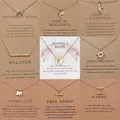 Fashion Make A Wish Card Necklace Jewelry Gold Color Owl Feather Elephant Wing Unicorn Butterfly