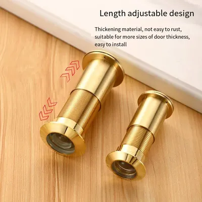 Copper Hidden Security Door Viewer Peephole for Front Door with Privacy Cover Optical Glass Lens