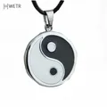 Stainless Steel Yin Ying Yang Pendant Necklace Black White Necklace Men PU Leather Necklaces Jewelry