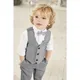 Boy's 2 Piece Suit Set Slim Fit Grey Elegant Full Children Wedding Luxury High Quality Vest