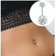 Double Gem Belly Button Rings Stainless Steel Crystal Rhinestone Navel Rings Barbells Studs Women