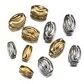 20pcs Stainless Steel Gold Color Oval Cylinder Water Wave Spacer Loose Bead for Bracelets Necklace