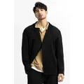 Miyake Pleated Jacket Men Blazer Black Suits For Men Stretch Fabric Slim Fit Coat High Quality