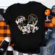 Disney Happy Halloween Mickey T-shirts Woman Festival Vibe Disneyland Vacation Clothes Black Tops