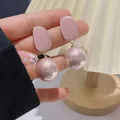 Big Fine Elegant Pink Pearl Dangle Earrings For Women Trend Simple Pearl Stud Earrings Jewelry