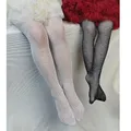 Kids Girls Tights Fashion Fishnet Stockings Hollow Lace Rhinestone Glitter Pantyhose for Children