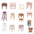 1Pcs 1/12 Simulation Wooden Stool Living Room Toy Doll House Accessories Mini Dollhouse Furniture