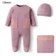 2024 Baby Girl Tight Cotton Footies with Hats Blankets Newborn Rompers with Waffler Pockets Clothes