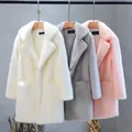 Women Mink Faux Fur Coat Solid Female Turn Down Collar Winter Warm Fake Fur Lady Coat Casual Jacket