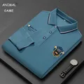 New Korean Men's Long Sleeves Embroidered Polo T-shirt Button Polo Shirt Lapel Breathable Top 4XL