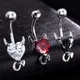 Goth Style Surgical Steel Heart Navel Belly Button Rings Devil Shape Red CZ Belly Piercing Jewelry