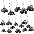 12pcs Monster Truck Hanging Swirls Monster Truck Birthday Party Hanging Decoration Monster Truck