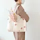 Big New Cute Bear Flower Embroidery Pattern Baby Beige Cotton Fabric Zipper Diaper Handbag New