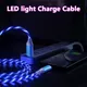 Glowing LED Light Charger Cable USB Type C Cable Fast Charging For Huawei Xiaomi LED Light Phone