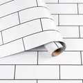 Black White Brick Wallpaper for Kitchen Backsplash Oil Proof PET Self Adhesive Waterproof Tile Roll