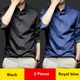 Luxury Men's Social Dress Shirts Spring Autumn Smooth Soft Wrinkle-resistant Non-iron Solid Color