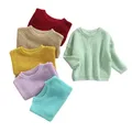 Lioraitiin 0-5Years Toddler Baby Round Neck Sweaters Winter Warm Long Sleeve Candy Color Knit