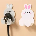 Cute rabbit plug key hook kitchen wall hole free hook living room phone charging rack